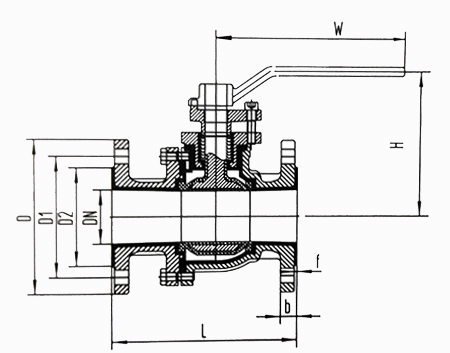 襯氟球閥結構示意圖