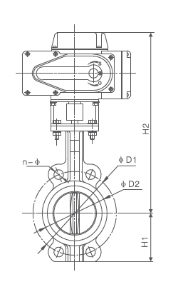 防水電動對夾式蝶閥結構尺寸